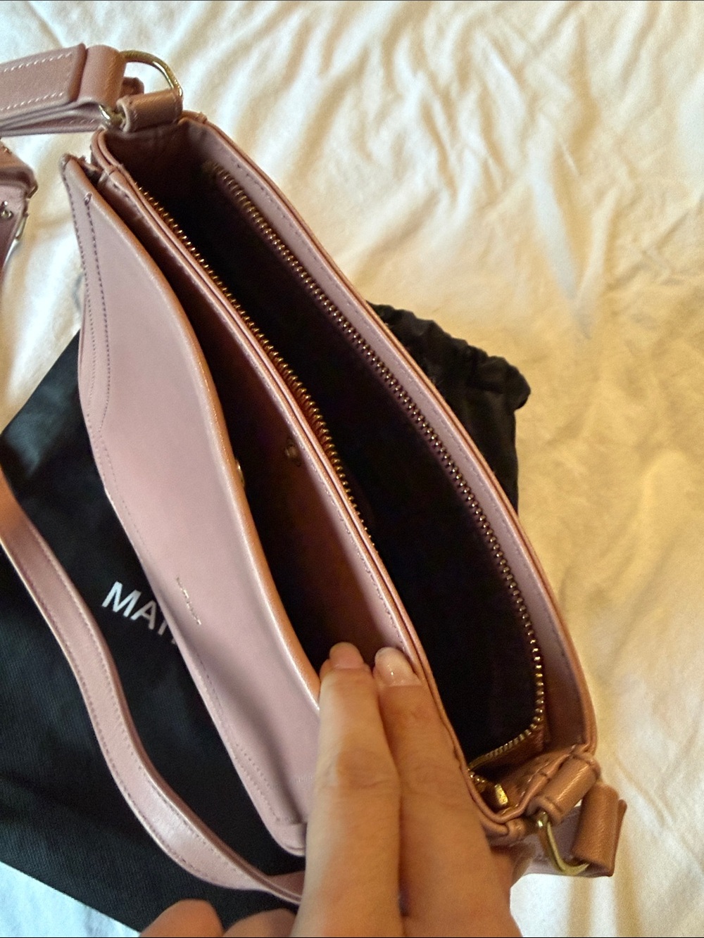 Matt & Nat Pale Pink Structured Vegan Leather Crossbody - Picture 3 of 5